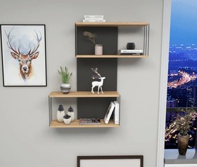 Fali polc Destan - Antracit, Pine