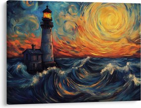 Kép - Világítótorony a hullámokban (70x50 cm)