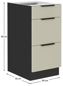 Alsó konyhaszekrény Arikona 40 D 3S BB (kasmír + fekete) . 1097034
