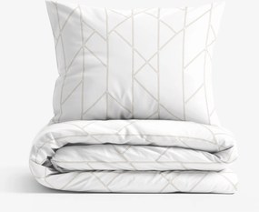 Goldea pamut ágyneműhuzat - geometriai vonalak fehéren 140 x 200 és 70 x 90 cm