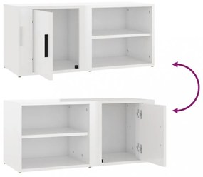 2 db magasfényű fehér szerelt fa TV-szekrény 80x31,5x36 cm