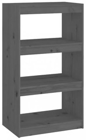 szürke tömör fenyőfa könyvszekrény/térelválasztó 60x30x103,5 cm