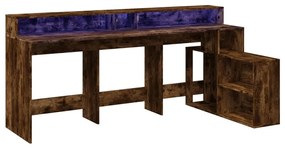 füstös tölgy színű szerelt fa íróasztal LED-ekkel 200x104x91 cm