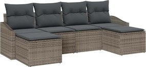 vidaXL Kert étkező szett 6 pcs Szürke Poli rattan és porfestett acél