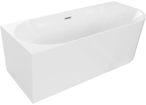 Mexen Mia, szabadon álló sarokkád, láva, 170 x 80 cm, fehér, szálcsiszolt acél túlfolyó, 52691708000L-97