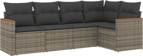 vidaXL 5 részes szürke polyrattan kerti ülőgarnitúra párnákkal