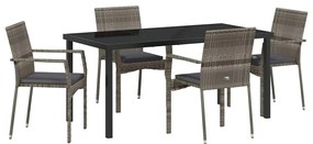 vidaXL Kert étkező szett párnával 5 pcs Szürke polirattan