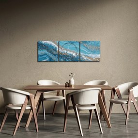Kép - Világoskék márvány arannyal I. (órával) (90x30 cm)