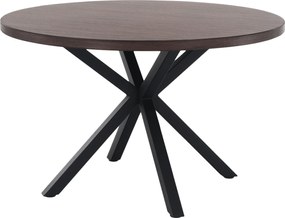 Étkezőasztal, sötét tölgy/fekete, átmérő 120 cm, MEDOR
