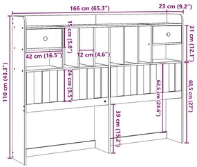 fehér tömör fenyőfa fejtámla tárolóval 75 cm