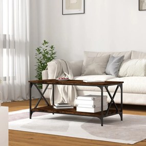 Füstös tölgy szerelt fa és vas dohányzóasztal 100 x 50 x 45 cm