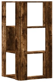 3 szintes füstös tölgy szerelt fa sarok könyvespolc 50x50x102cm