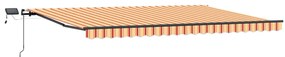 Manuális Behúzható Napernyő LED sárga és narancssárga 500x300 cm