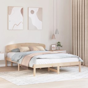 vidaXL Ágykeret fejtámlával Természetes 150 x 200 cm Tömör fenyőfa