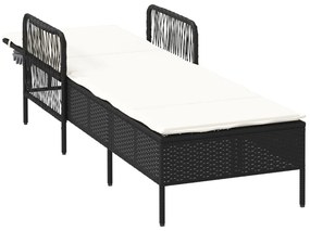 napozóágy Fekete és krém szín PE Rattan 157 x 55 x 92 cm