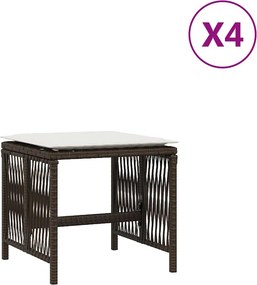 vidaXL 4 db barna polyrattan kerti szék párnával 41 x 41 x 36 cm