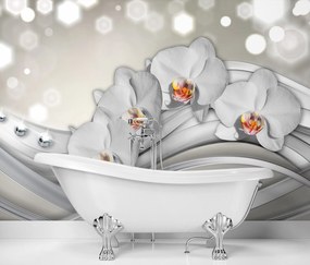 Gario Fotótapéta Orchideák és hullámok Anyag: Vlies, Méret: 350 x 245 cm