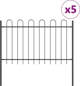 vidaXL Kerti Kerítés 5 pcs Szürke 8,5 x 0,8 m Porfestett acél