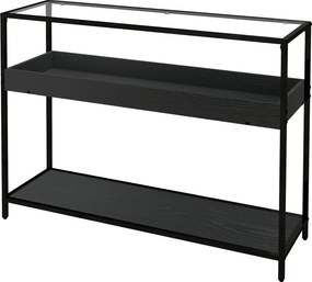 HOMCOM Konsole Asztal, Előtér Asztal 2 Polccal, Temperált Üveg Felső rész, 100 x 30 x 78 cm, Oldal Asztal, Kanapé Asztal, Térbeállóhoz, Kisméretű Tere