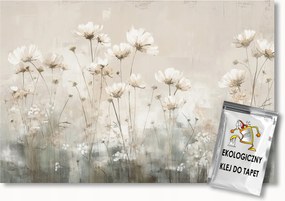 Fotótapéta Flizelina Grafika Természet Bézs Rét Fehér Virágok 400x280 ragasztó