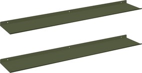 vidaXL Lebegő polc 2 pcs Olajzöld 100 x 18 x 2,5 cm Acél