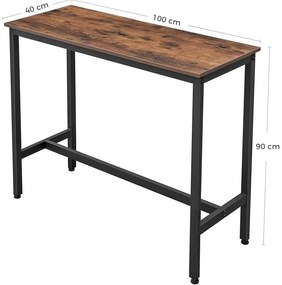 VASAGLE bárasztal 100 × 40 × 90 cm, barna és fekete