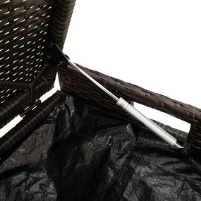 barna polyrattan kültéri tárolópad párnával 100 cm