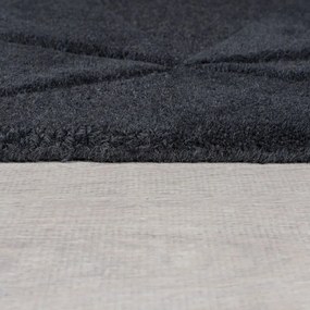 Antracitszürke kézi szövésű gyapjú kerek szőnyeg ø 160 cm Shard Charcoal – Flair Rugs