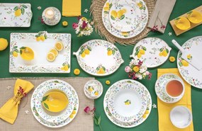 Porcelántál 23cm, Fleurs et Citrons