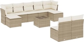 vidaXL 10 részes bézs polyrattan kerti ülőgarnitúra párnával
