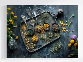 Vászonkép Canvas Konyha Főzés Étel Fűszerek Gyógynövények 80x60