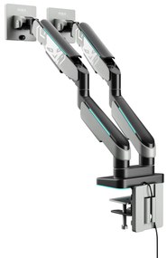 Képernyőállvány két 49 hüvelykes monitorhoz, szürke-fekete RGB X-Arm Dual