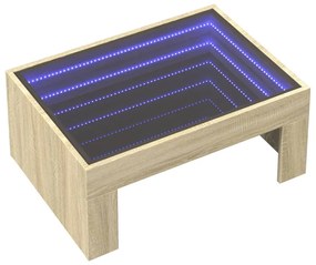 Sonoma tölgy végtelen hatású LED-es dohányzóasztal 70x50x30 cm
