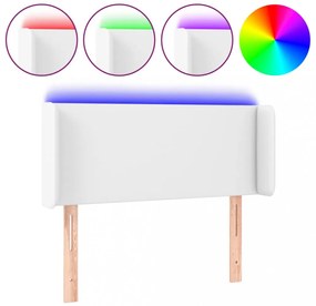 fehér műbőr LED-es fejtámla 93x16x78/88 cm