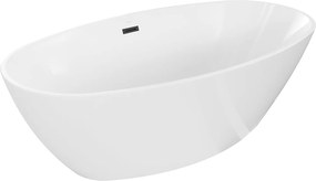 Luxury Eris szabadon álló fürdökád akril  180 x 95 cm, fehér,  leeresztö   fekete - 53441809500-B Térben álló kád