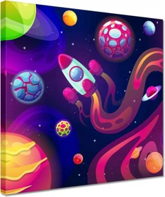 Vászonkép 30x30 Űrrakéta repül egy új bolygóra