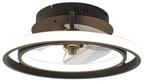 Mennyezeti ventilátor fekete 46,5 cm LED-del, távirányítóval - Kees