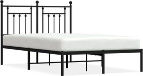 vidaXL fekete fém ágykeret fejtámlával 120 x 200 cm