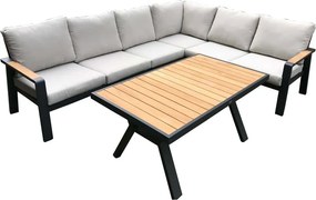 Szürke alumínium ötszemélyes kerti lounge szett Rotterdam – Rojaplast