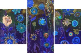 Sötétkék virágok képe (90x60 cm)