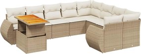vidaXL 10 részes bézs polyrattan kerti ülőgarnitúra párnával