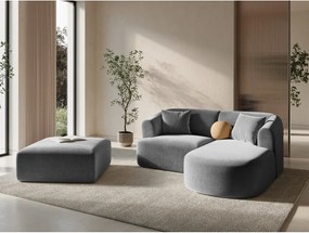 Világosszürke bársony sarokkanapé (jobb oldali-heverő résszel) Campi – Cosmopolitan Design