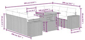 10 részes bézs polyrattan kerti ülőgarnitúra párnával