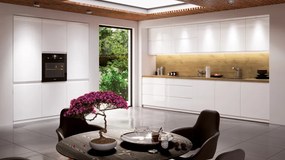 Felsőszekrény, fehér/fehér extra magasfényű, balos, AURORA G30