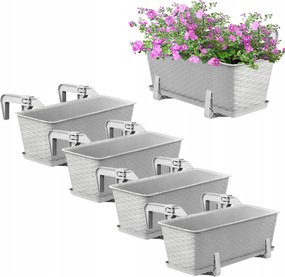 4 x Virágtartó Erkélydoboz 40cm Fogantyúk Szürke Szett