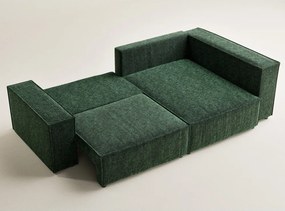 Sötétzöld zsenília kinyitható-tárolóhelyes sarokkanapé (jobb oldali-L alakú) Tonga – Maison de Rêve