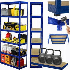 Tárolószekrény fém állvány Helios 213x75x30cm 6Px350kg Tömör Kék