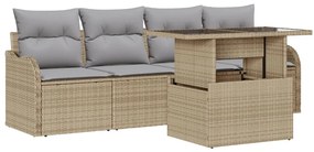 Kerti Kanapé Szett 5 pcs Bézs 100 x 55 x 73 cm Poli rattan