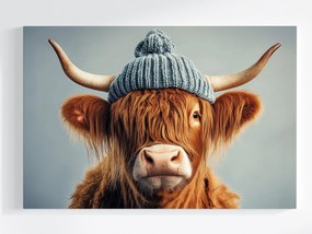 Canvas Vászonkép Skót Tehén Highland Portré Sapka Tél 120x80