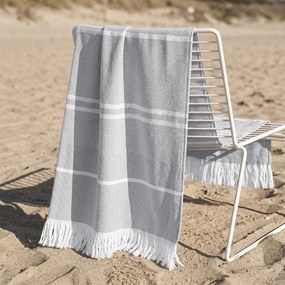 Goldea könnyű strandtörölköző - szürke fehér csíkokkal 100 x 160 cm